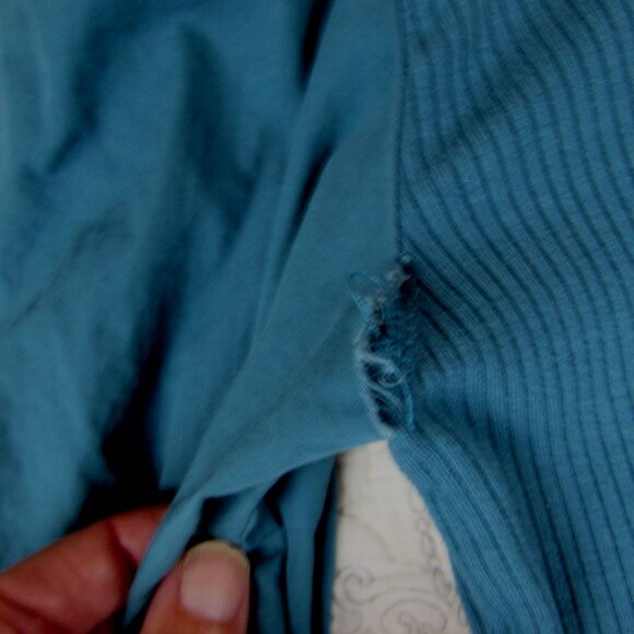 Anthropologie Sunday in Brooklyn Womens Puff Slv ruffle contrast teal top M - Picture 11 of 11